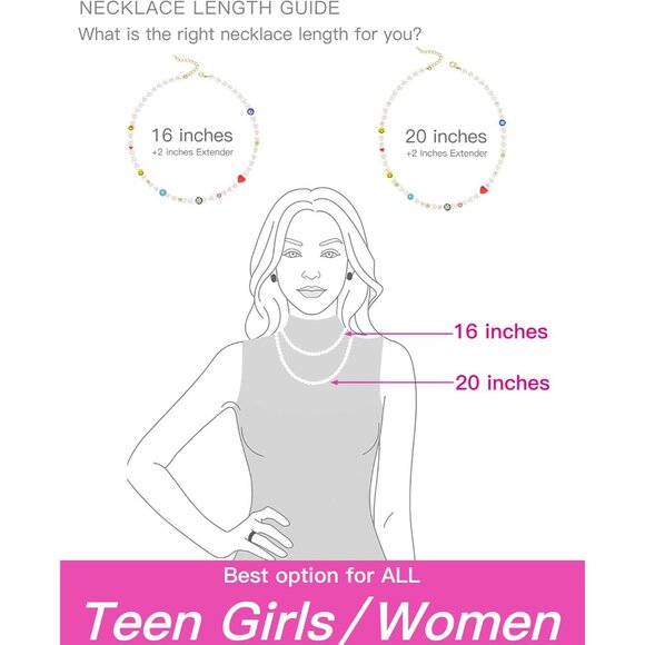 Genuine Pearl Necklace with Smiley Face Beads - Unisex 20" Adjustable Choker - Picture 3 of 7